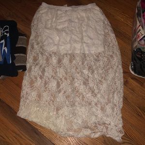 White Lace overlay mini skirt